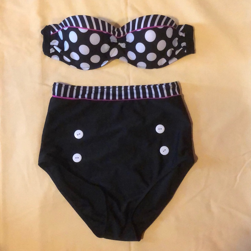 Two Piece High Waist Polka Dot Bikini Sz. M